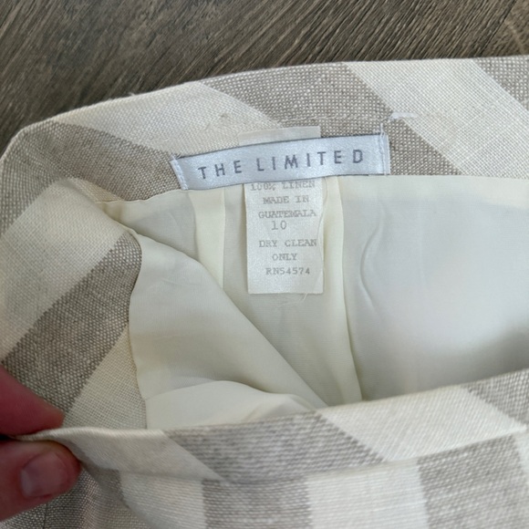 Vintage The Limited 100% Linen Tan and Cream Pencil Skirt Knee-Length - Picture 6 of 6